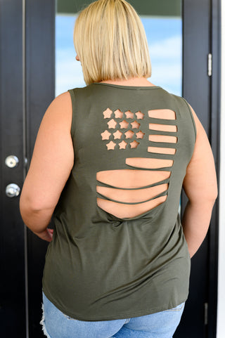 1Clique Land of the Free Tank in Olive
