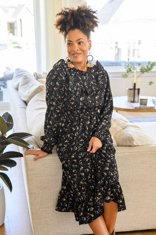 Yelete Larissa Long Sleeve Ruffle Hem Dress