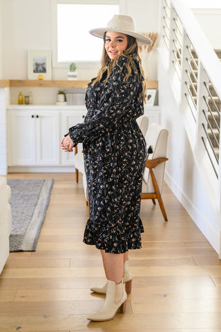 Yelete Larissa Long Sleeve Ruffle Hem Dress