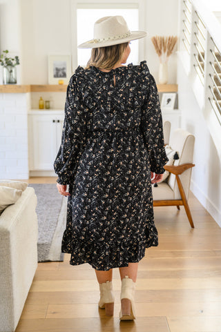 Yelete Larissa Long Sleeve Ruffle Hem Dress