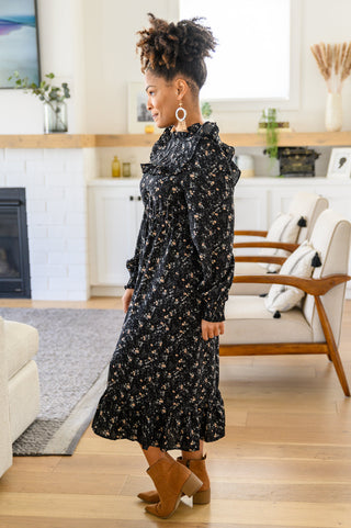 Yelete Larissa Long Sleeve Ruffle Hem Dress