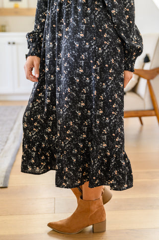 Yelete Larissa Long Sleeve Ruffle Hem Dress