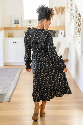 Yelete Larissa Long Sleeve Ruffle Hem Dress