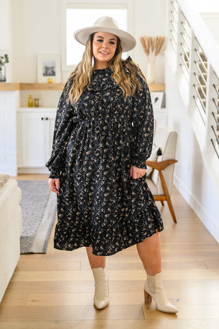 Yelete Larissa Long Sleeve Ruffle Hem Dress