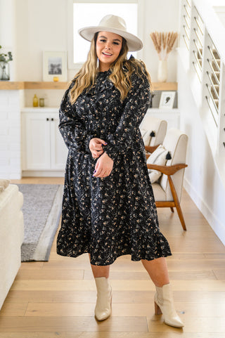 Yelete Larissa Long Sleeve Ruffle Hem Dress