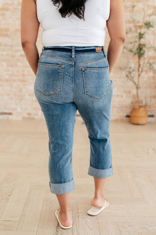 Judy Blue Laura Mid Rise Cuffed Skinny Capri Jeans - Exclusive