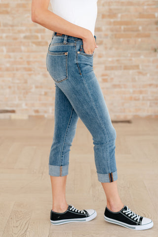 Judy Blue Laura Mid Rise Cuffed Skinny Capri Jeans - Exclusive