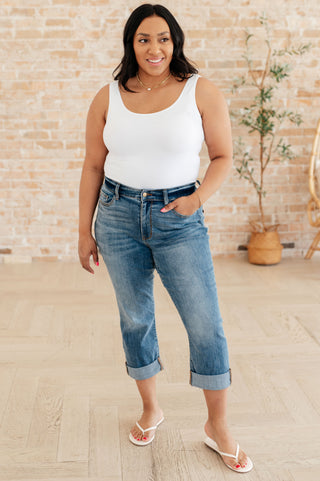 Judy Blue Laura Mid Rise Cuffed Skinny Capri Jeans - Exclusive