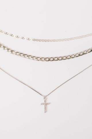 One Eleven North Layered Faith Necklace in Silver