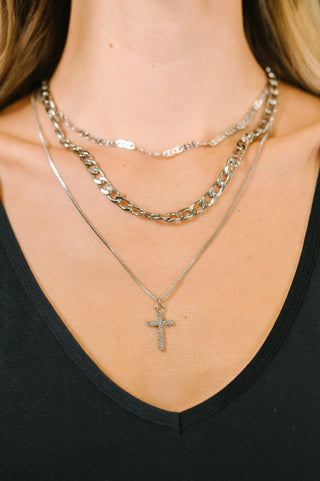 One Eleven North Layered Faith Necklace in Silver