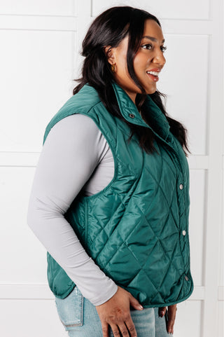 Haptics Layering Queen Quilted Puffer Vest in Hunter Green