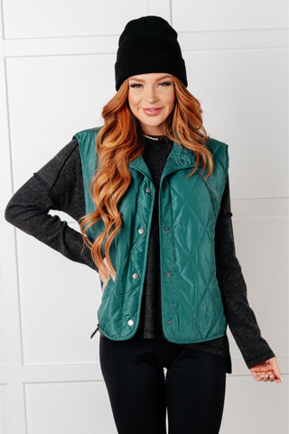 Haptics Layering Queen Quilted Puffer Vest in Hunter Green