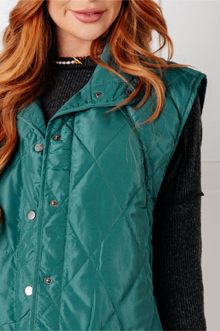Haptics Layering Queen Quilted Puffer Vest in Hunter Green