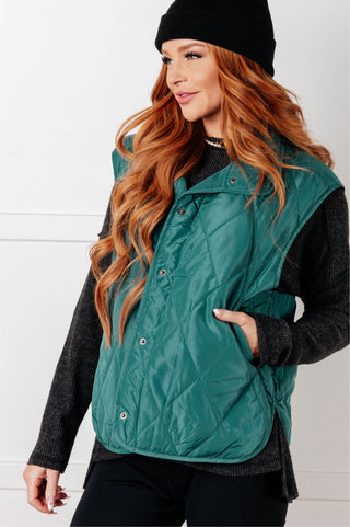 Haptics Layering Queen Quilted Puffer Vest in Hunter Green