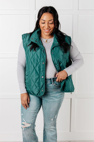 Haptics Layering Queen Quilted Puffer Vest in Hunter Green