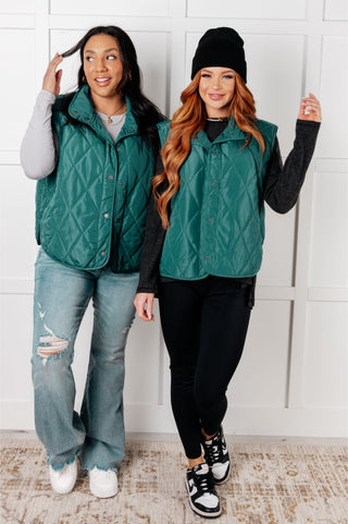 Haptics Layering Queen Quilted Puffer Vest in Hunter Green