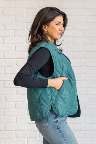 Haptics Layering Queen Quilted Puffer Vest in Hunter Green
