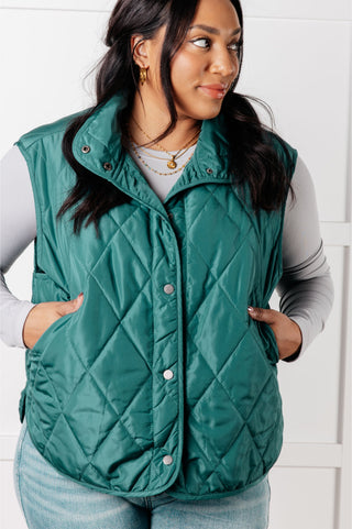 Haptics Layering Queen Quilted Puffer Vest in Hunter Green