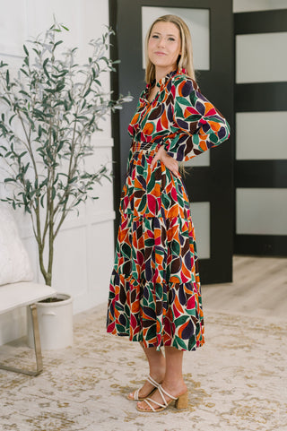 Haptics Leafing it All Behind Long Sleeve Tiered Dress