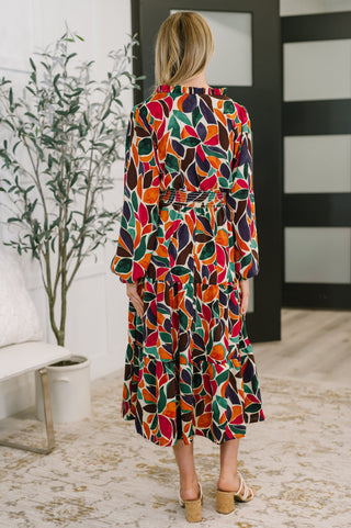 Haptics Leafing it All Behind Long Sleeve Tiered Dress