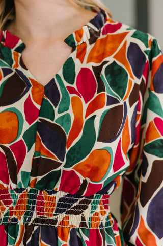 Haptics Leafing it All Behind Long Sleeve Tiered Dress