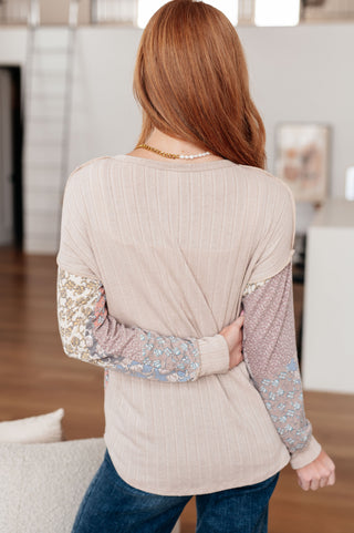7th Ray Leap Higher Mixed Print Henley