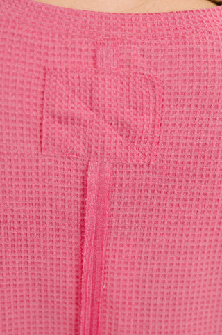 Dear Scarlett Leave It to Me Waffle Knit Relaxed Tee in Pink