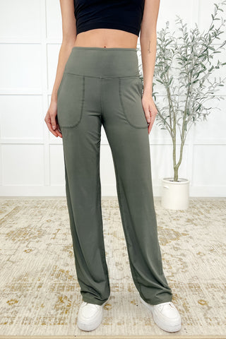 Rae Mode Leg Day Legends Straight Leg Bottoms in Grey Sage