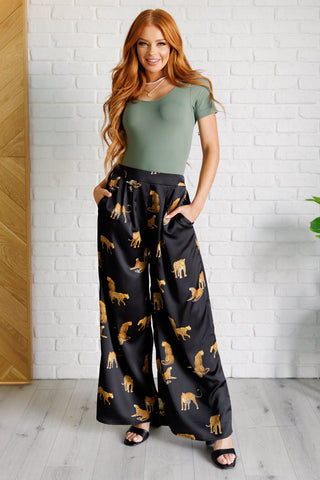 Mittoshop Legendary in Leopard Satin Wide Leg Pants