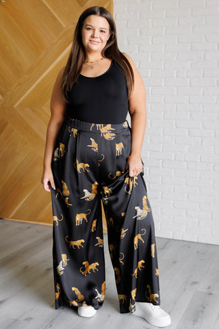 Mittoshop Legendary in Leopard Satin Wide Leg Pants