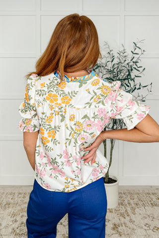 One Eleven North Less Concerned V-Neck Floral Blouse