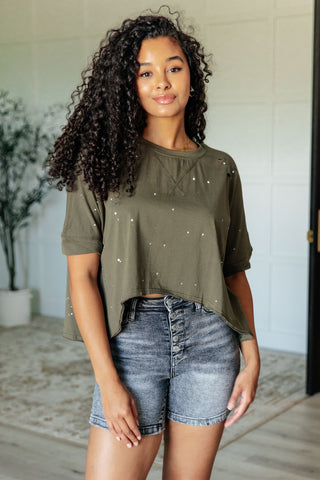 One Eleven North Less Than Stressed Asymmetrical Distressed Top