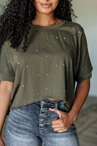 One Eleven North Less Than Stressed Asymmetrical Distressed Top