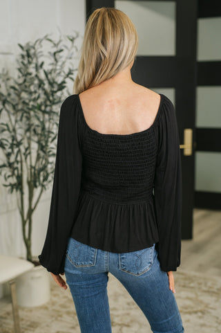 White Birch Lesson Taught Smocked Blouse in Black