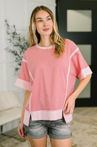 One Eleven North Like Two Old Friends Exposed Seam Top in Pink