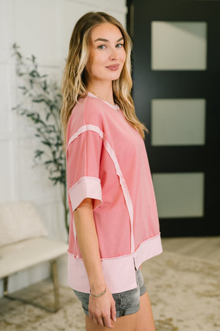 One Eleven North Like Two Old Friends Exposed Seam Top in Pink