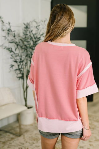 One Eleven North Like Two Old Friends Exposed Seam Top in Pink