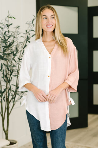 One Eleven North Like You Do Dual Toned Button Down