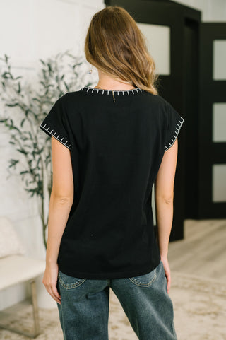 Little Details Trim Detail Top in Black