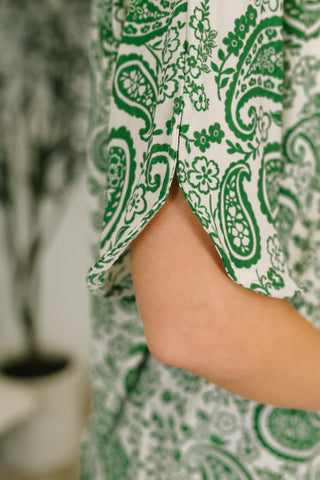 Dear Scarlett Lizzy Breeze Top in Green Paisley