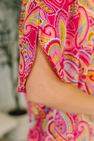 Dear Scarlett Lizzy Breeze Top in Hot Pink Paisley