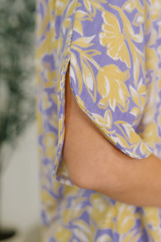 Dear Scarlett Lizzy Breeze Top in Purple and Yellow Floral