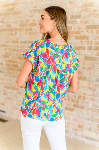 Dear Scarlett Lizzy Cap Sleeve Top in Emerald and Teal Mod Floral