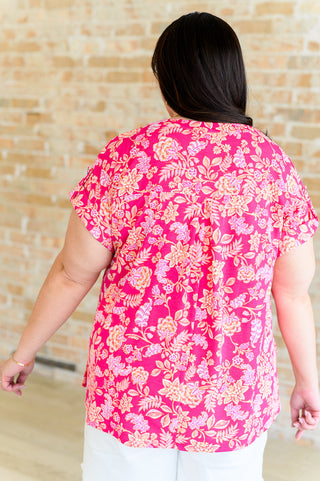 Dear Scarlett Lizzy Cap Sleeve Top in Pink and Peach Floral