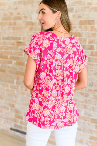 Dear Scarlett Lizzy Cap Sleeve Top in Pink and Peach Floral