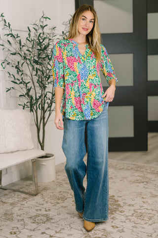 Dear Scarlett Lizzy Smock Top in Light Multi Painted