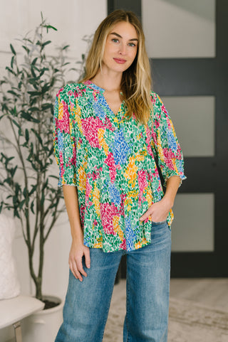 Dear Scarlett Lizzy Smock Top in Light Multi Painted