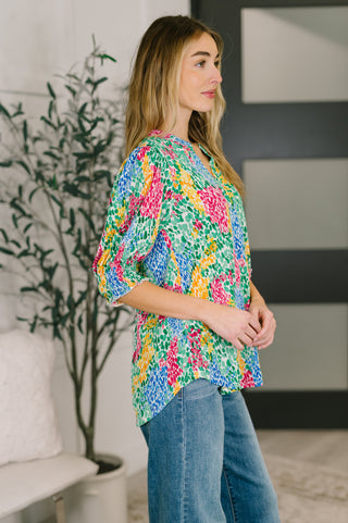 Dear Scarlett Lizzy Smock Top in Light Multi Painted