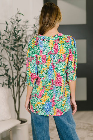 Dear Scarlett Lizzy Smock Top in Light Multi Painted