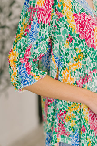Dear Scarlett Lizzy Smock Top in Light Multi Painted